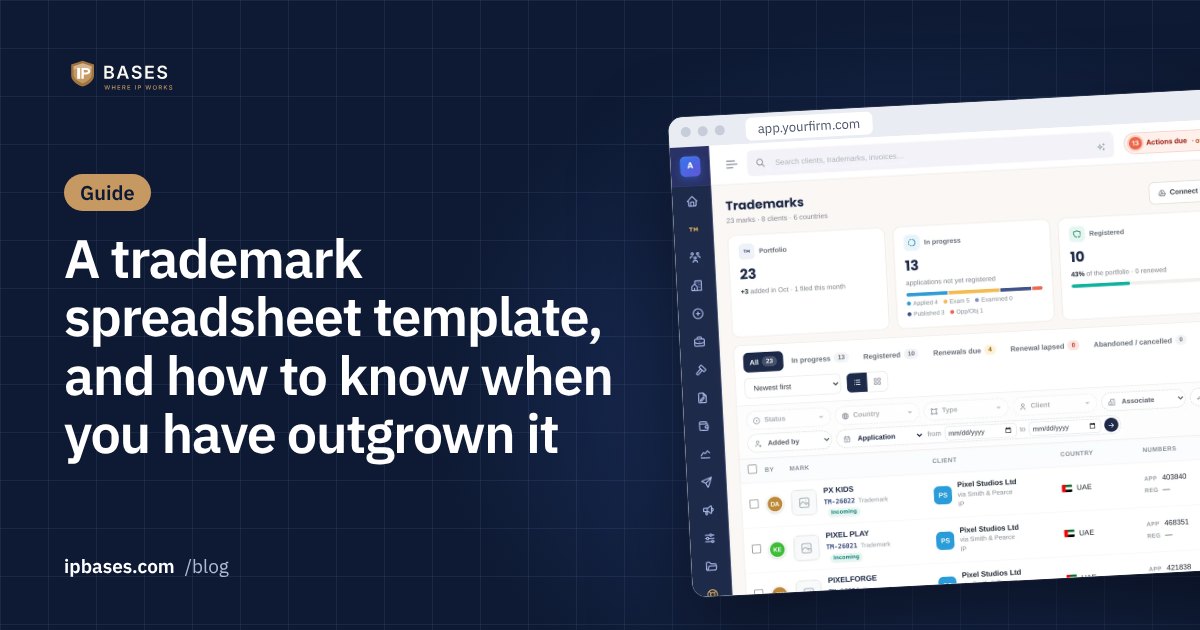 A trademark spreadsheet template, and how to know when you have outgrown it — IPBases